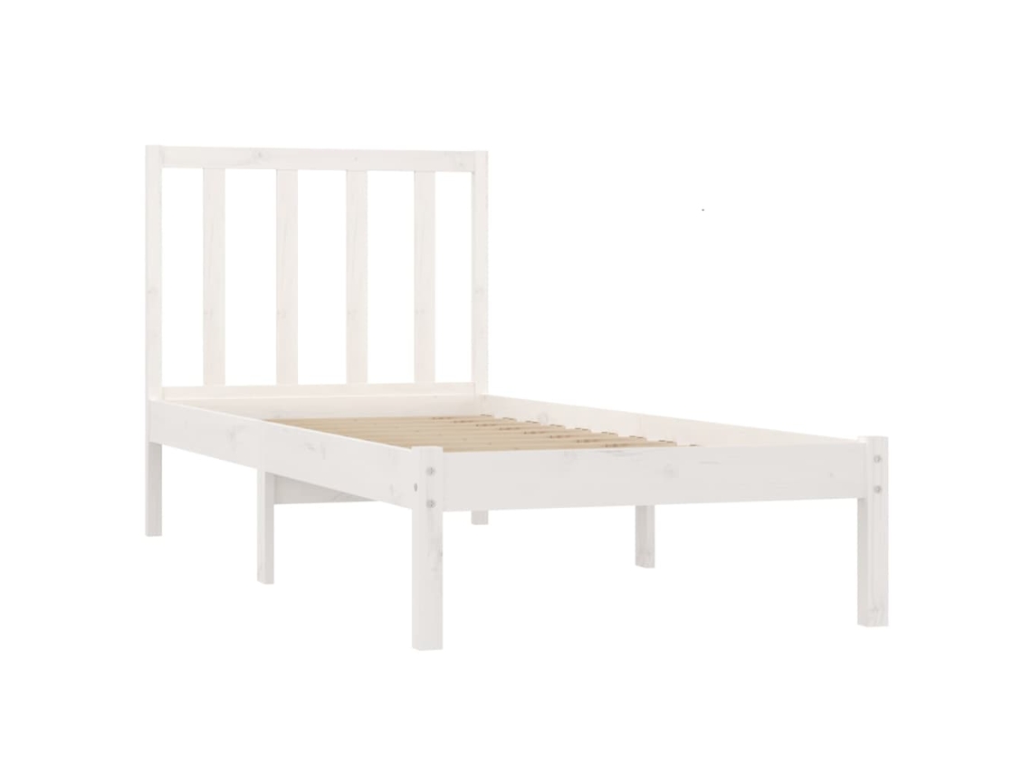 Estructura de cama madera maciza blanco individual 90x190 cm