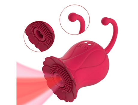 Vibrador de masaje de succión de rosas de 10 frecuencias para mujeres (rojo) VEANXIN