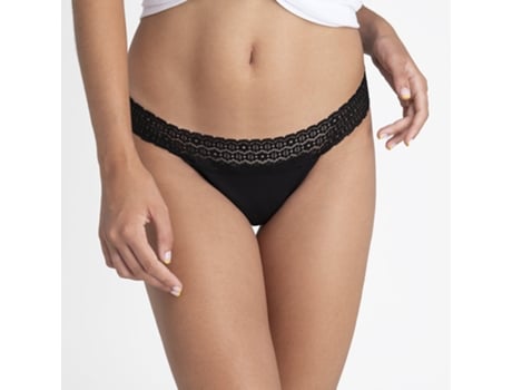 Braguitas Menstruales PLATANOMELÓN Kiwitas Tanga Negro (Talla: S)