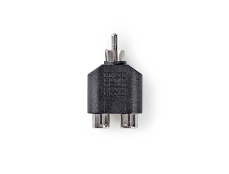 Adaptador para subwoofer RCA macho 2x RCA hembra Niquelado Recto ABS Negro 1 PC. Caja NEDIS