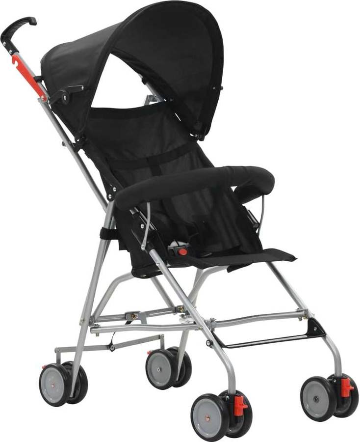 Carrito de Bebé Individual VIDAXL Plegable Negro