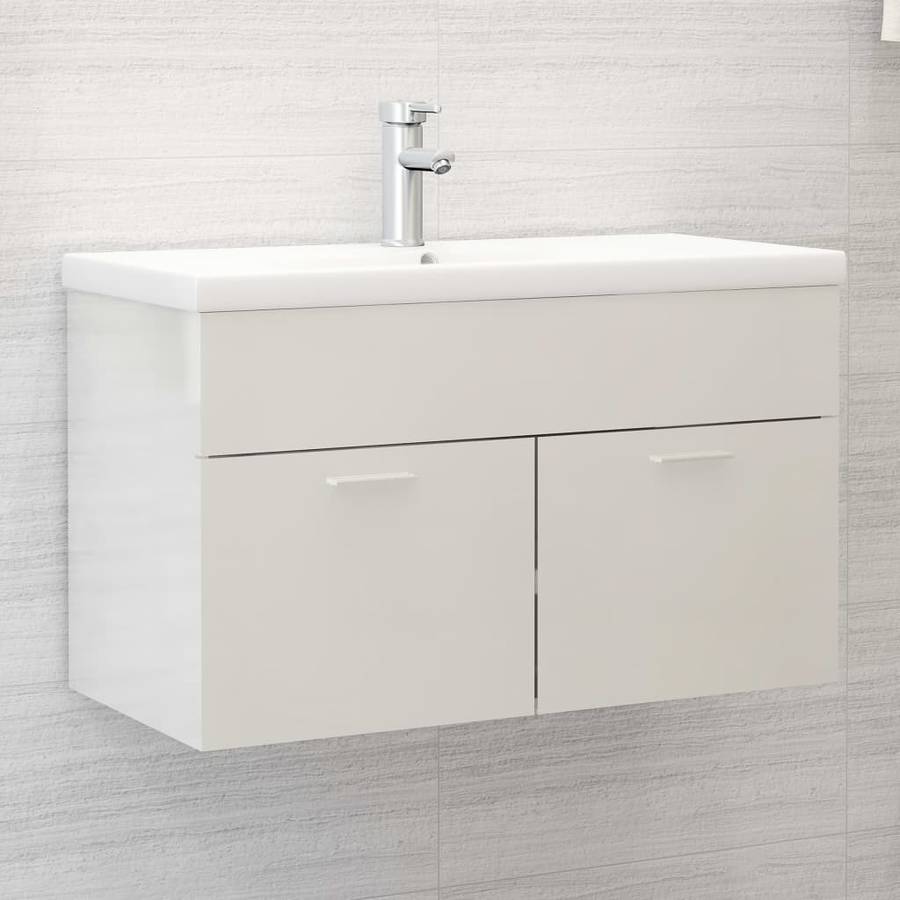 Mueble Con Lavabo blanco brillante aglomerado vidaxl 80x385x46 cm 268 kg armario empotrado 80x38.5x46