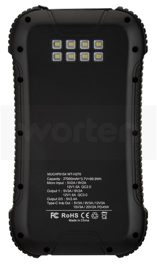 Powerbank MUVIT 27000 (27000 mAh - 3 Puertas USB - Negro)