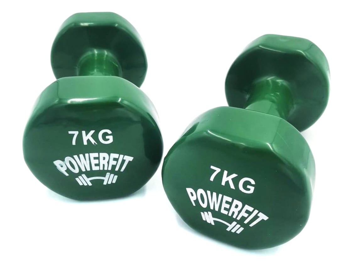 Mancuernas POWERFIT Extremo Plano Verde (7 Kg) 