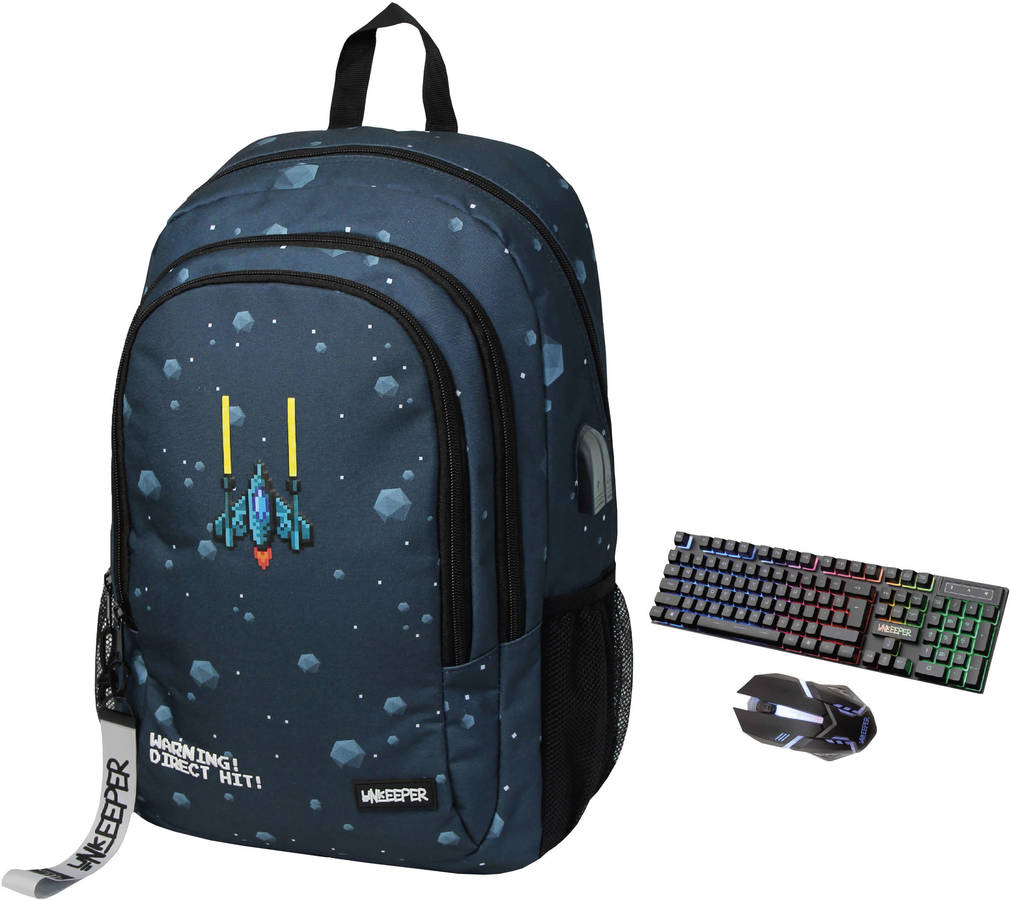 Unkeeper Gaming Mochila escolar y deporte con teclado direct hit azul 22x29x14