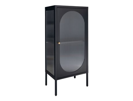 Escaparate negro con puerta ondulada de vidrio 50 x 35 x 110 cm HOUSE NORDIC