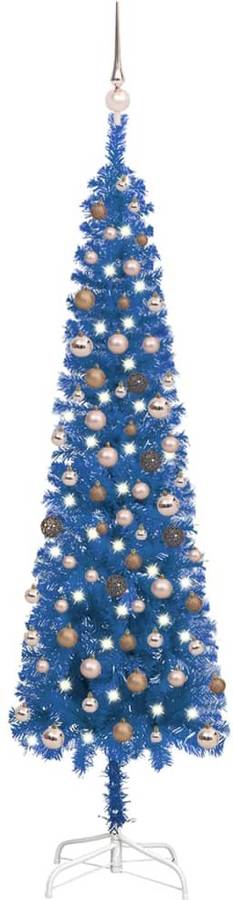 Árbol de Navidad VIDAXL con Luces LED y Bolas (Azul - 210x55 cm)