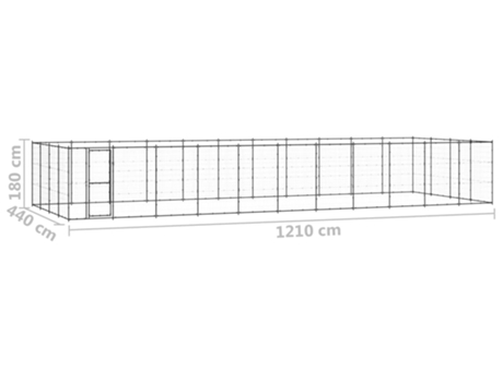 vidaXL Perrera de exterior de acero 53,24 m²