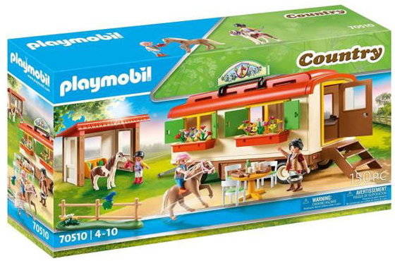 PLAYMOBIL Country: Caravana Campamento de Ponis (Edad Minima: 4 años - 150 piezas)