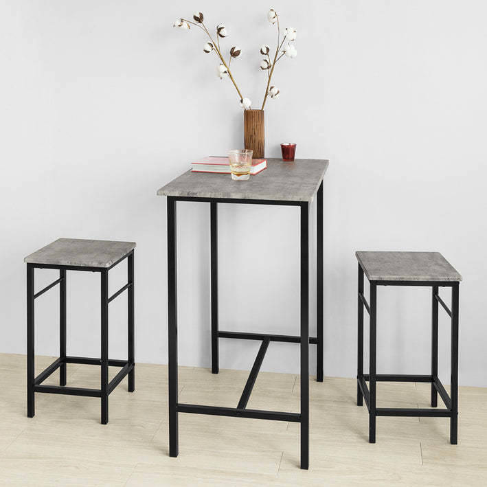 Conjunto de Comedor SOBUY (Gris Negro - MDF y Metal - 80x50x88 cm)