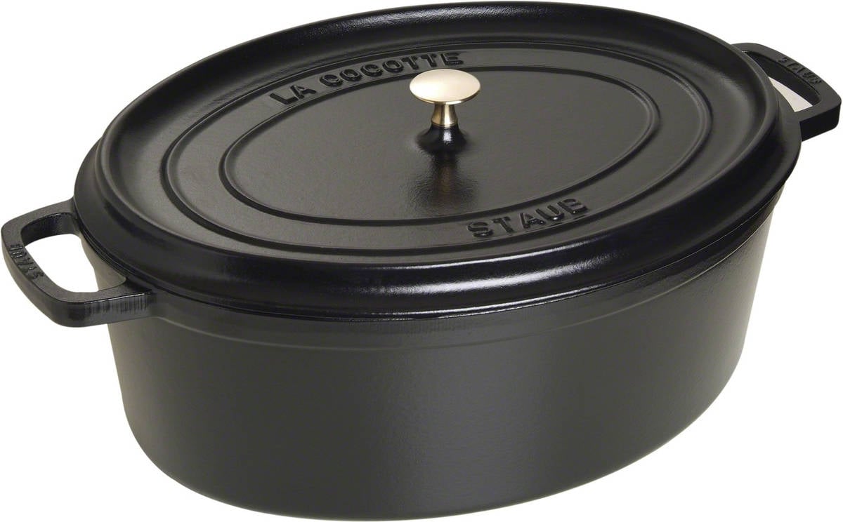 Tradifonte Cocotte Redonda de hierro fundido esmaltada negra ø 26 cm 5 l fuentes asado 503296