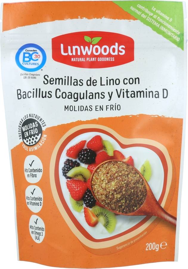 Semillas de Lino Eco Molidas con Probiótico y Vitamina D LINWOODS (200 g)