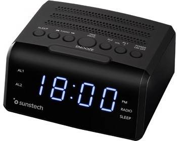 Radio Despertador SUNSTECH FRD35UBK (Negro - Digital - AM/FM - Pilas y Corriente - Alarma Doble - Función Snooze)