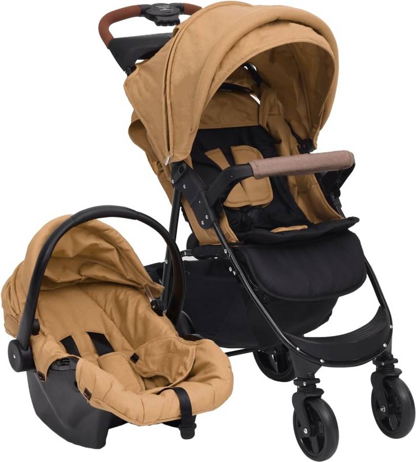 Carrito de Bebé Trio VIDAXL 3 en 1 de Acero Gris Taupe