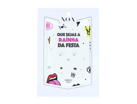 Pendientes Acero Plata NOA STORY Girl Power Que seas la Reina de la Fiesta Pm22028-Pt