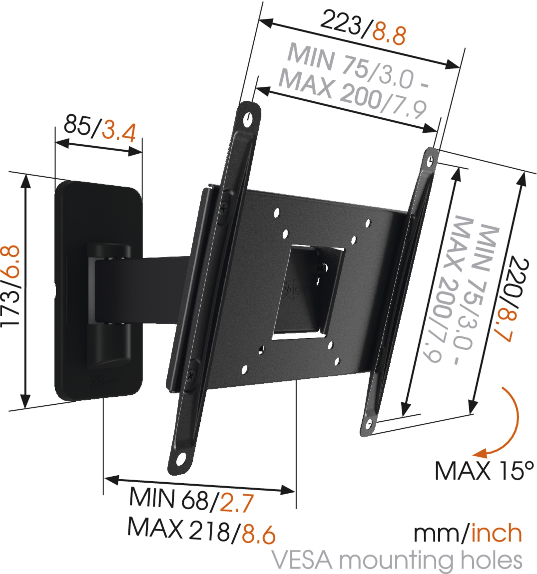 Soporte de TV VOGELS MA2030 (Ajustable - 40'' a 26'' - Hasta 15 kg)