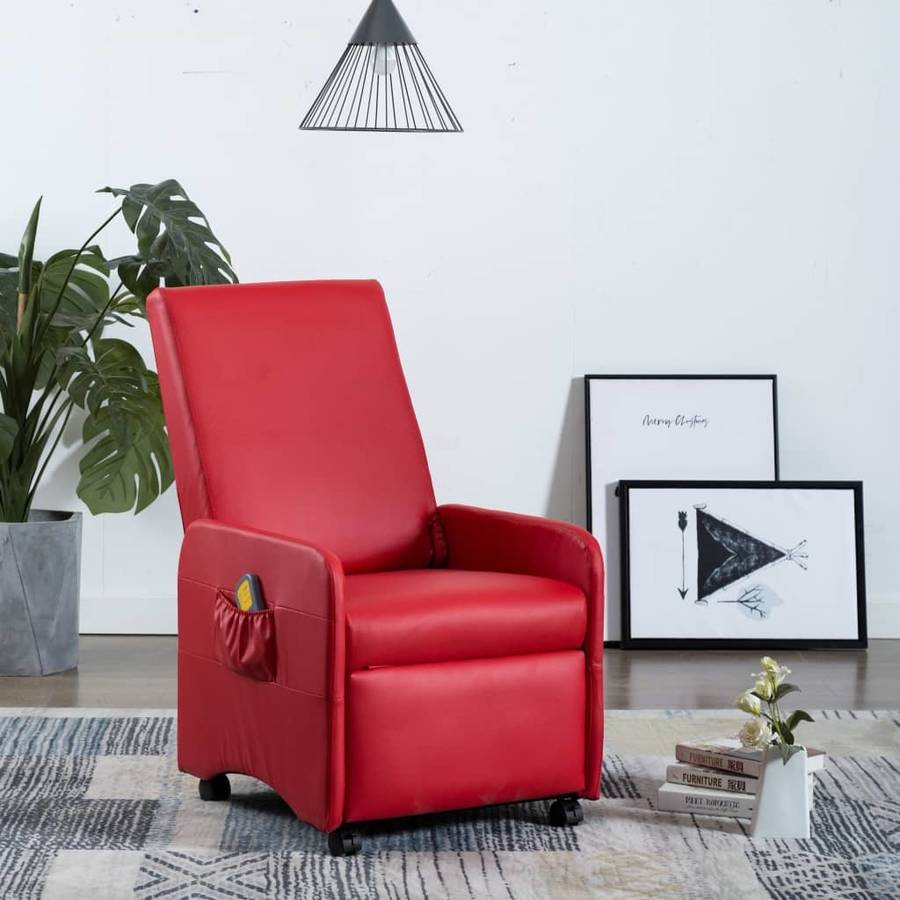 Sillón de Masaje VIDAXL Reclinable de Cuero Sintético Rojo