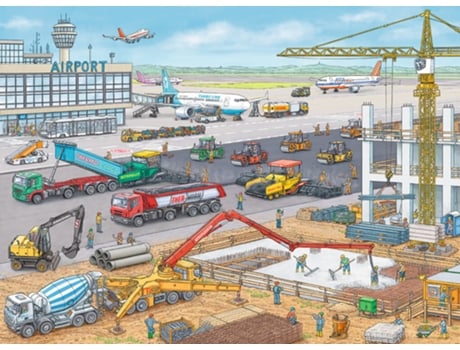 Puzzle RAVENSBURGER Construction at the Airport rompecabezas 100 pieza(s) Vehículos