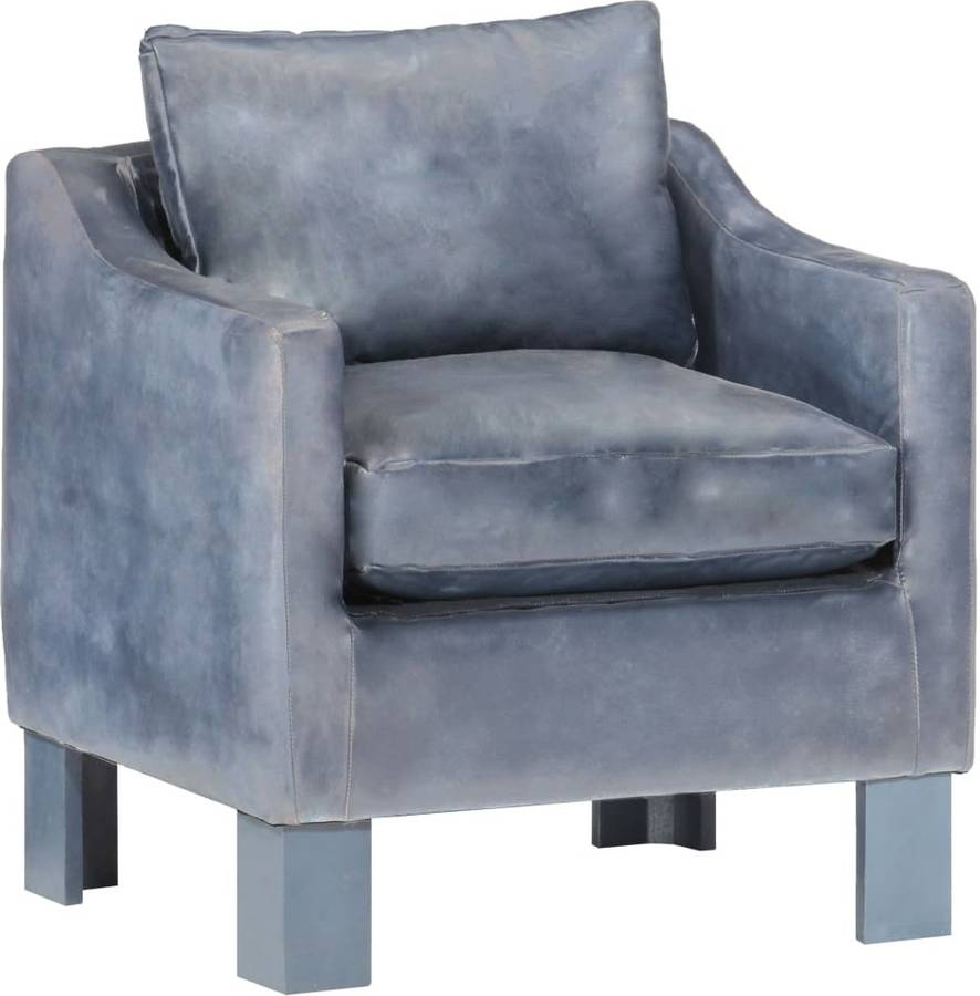 Sillón VIDAXL Con Diseño De Cubo Cuero Auténtico Gris (63x55x60 cm)