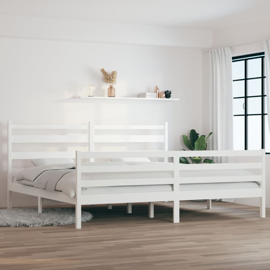 Estructura de cama madera maciza blanca 180x200 cm - referencia