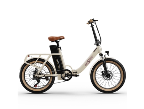 Bicicleta Eléctrica ONESPORT OT16-2 - Ruedas de 20 Motor 250W Batería 48V17Ah Autonomía 60KM - Blanquecino