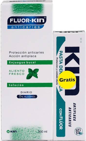 Kin Anticaries Enjuague bucal y pasta 50 ml pack 500