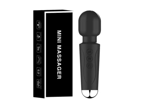 Mini Masajeador Personal Recargable Silencioso e Impermeable 20 Patrones y 8 Velocidades Negro BISBISOUS