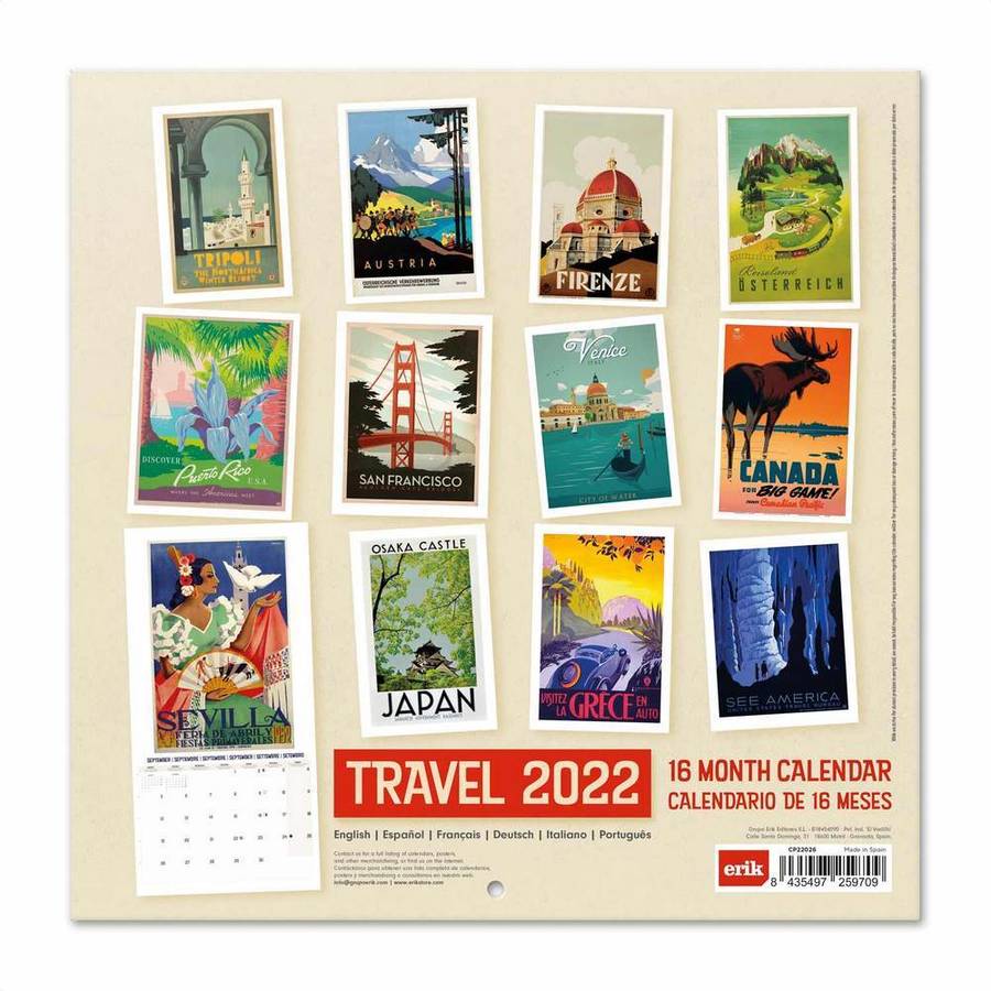 Calendario ERIK EDITORES 2022 30X30 Travel