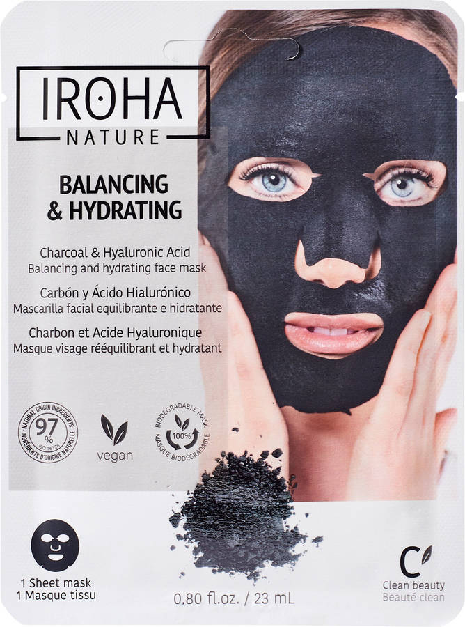 Mascarilla Facial IROHA NATURE Detox Charcoal Black Tissue Mask (1 unidade)