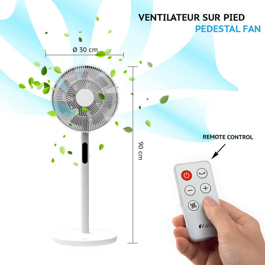 Ventilador de Pie KALIA WELLY (Diámetro 30 cm - 12 W - Blanco)