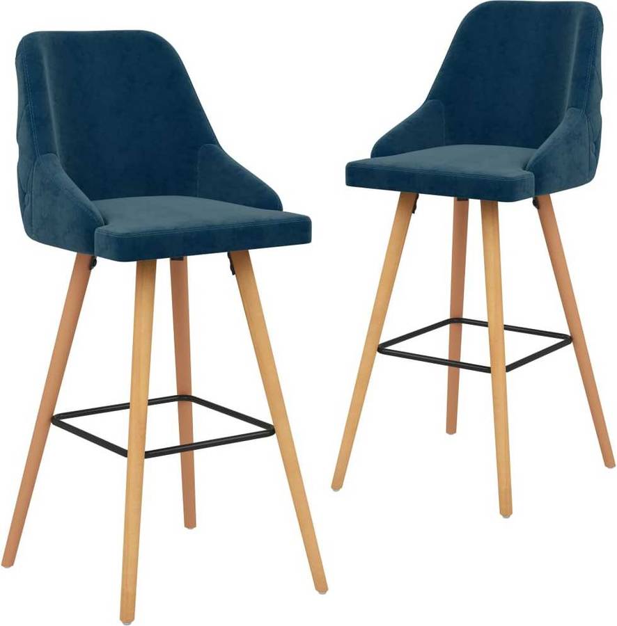 Sillas de Bar VIDAXL (Azul - Terciopelo - 48 x 55 x 106 cm)