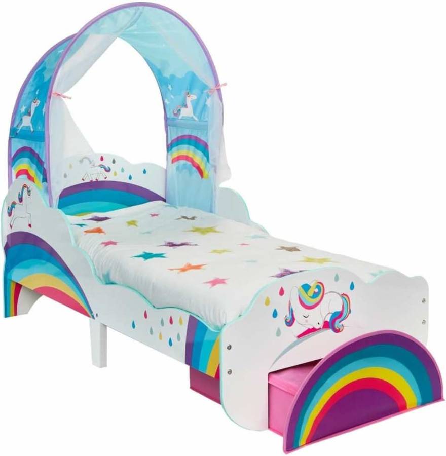 Cama infantil WORLDS APART cajón unicornio (Compatible con Colchón:142x77x128 cm)