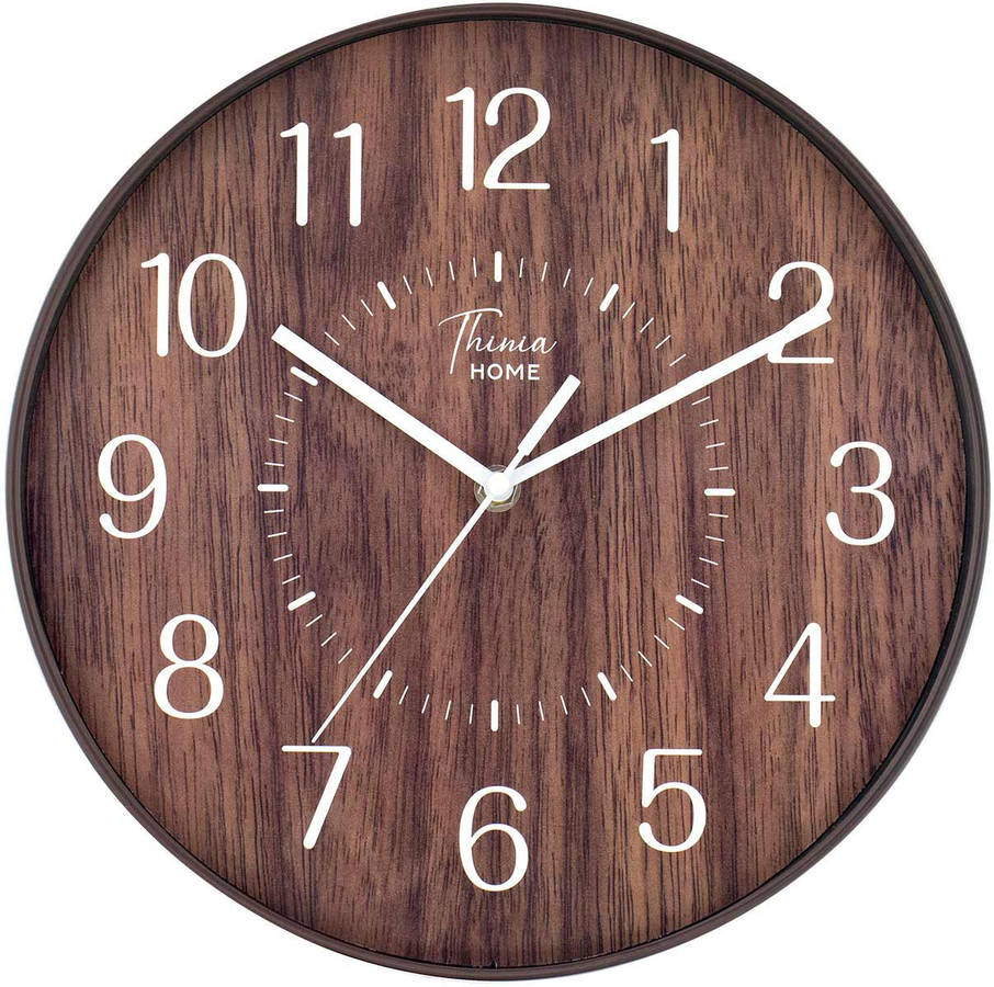 Reloj de Pared THINIA HOME Madera (Marrón - 30 cm)