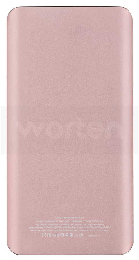 Powerbank Muvit Carga rápida 10000 mah 2 puertos usb rosa bank 3a+21a qc 30+2 inputmicro tipo 3.0