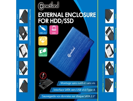 Caja externa usb 3.0 - s-ata 2.5 sin tornillos CONNECTLAND