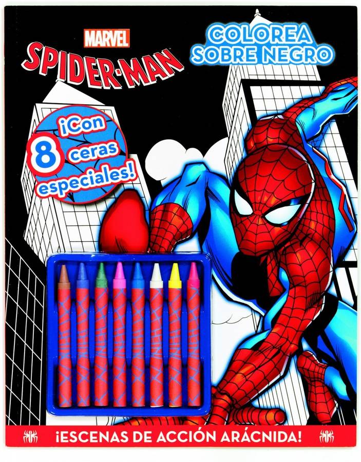 Spiderman. Colorea Sobre negro ¡con 8 ceras especiales tapa blanda libro de vvaa