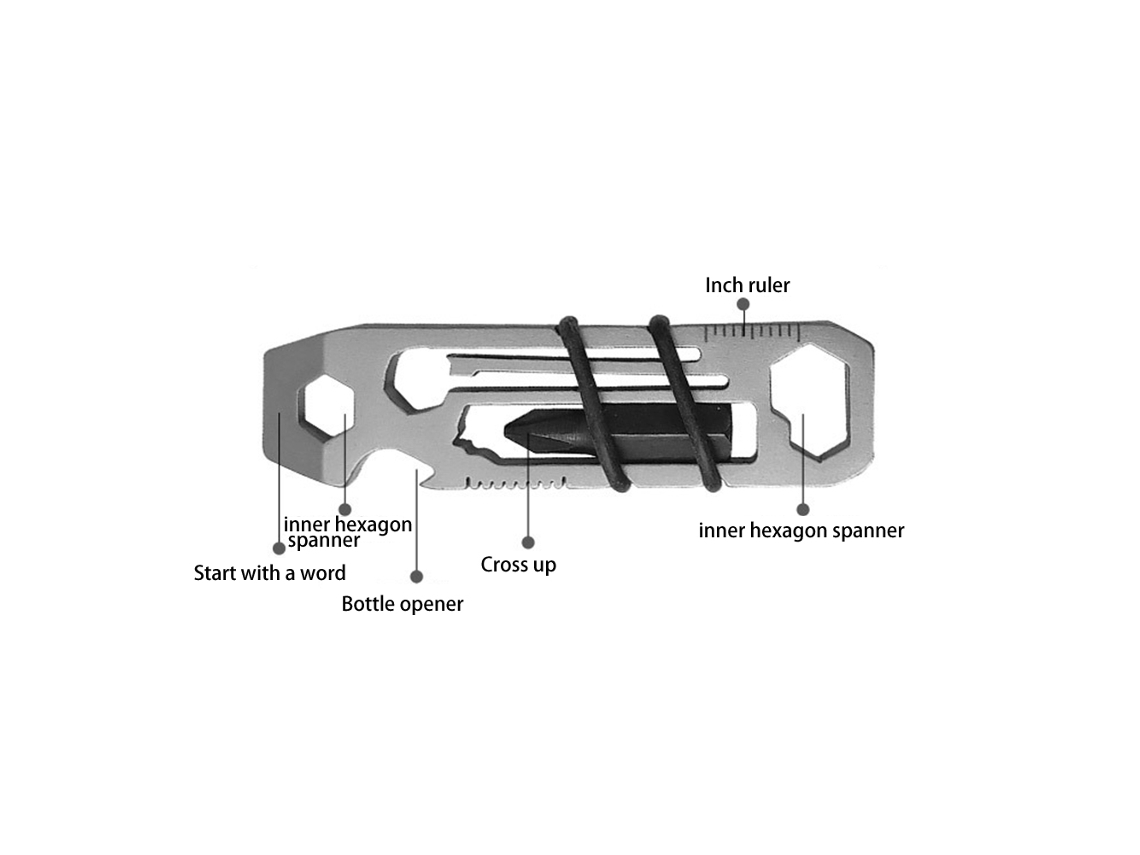 en 1 EDC Gadget Abrebotellas Llavero Llave de acero inoxidable Senderismo  Camping Herramientas de bolsillo al aire libre Llave multifunción