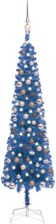 Árbol de Navidad VIDAXL con Luces LED y Bolas (Azul - 150x43 cm)