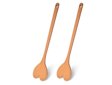 Cuchara de madera original con forma de corazón Set de 2 espátulas para cocinar Cuchara de madera de haya resistentes al calor FISURA