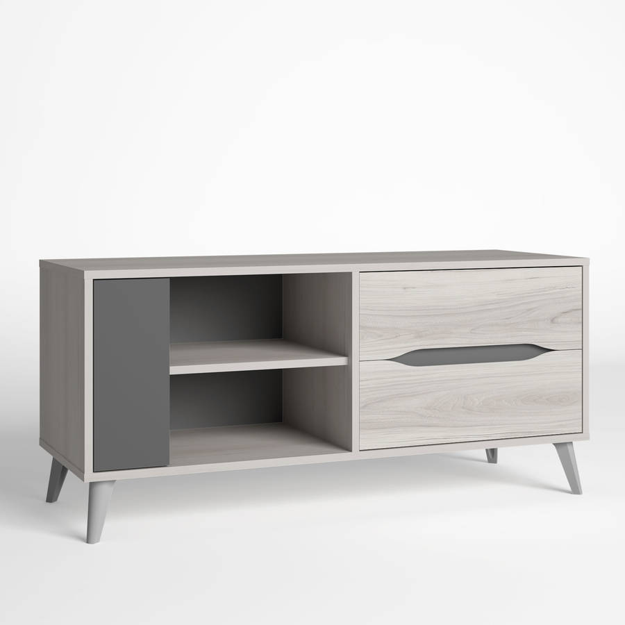 Mueble TV VS VENTA-STOCK Orly (113x40x52 cm - Aglomerado - Marrón y Gris)