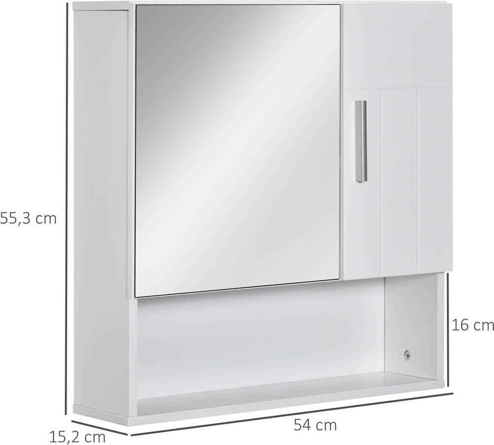 Armario de Baño con Espejo, 2 Puertas Y 2 Estantes KLEANKIN (Blanco -54X15.2X55.3 Cm)