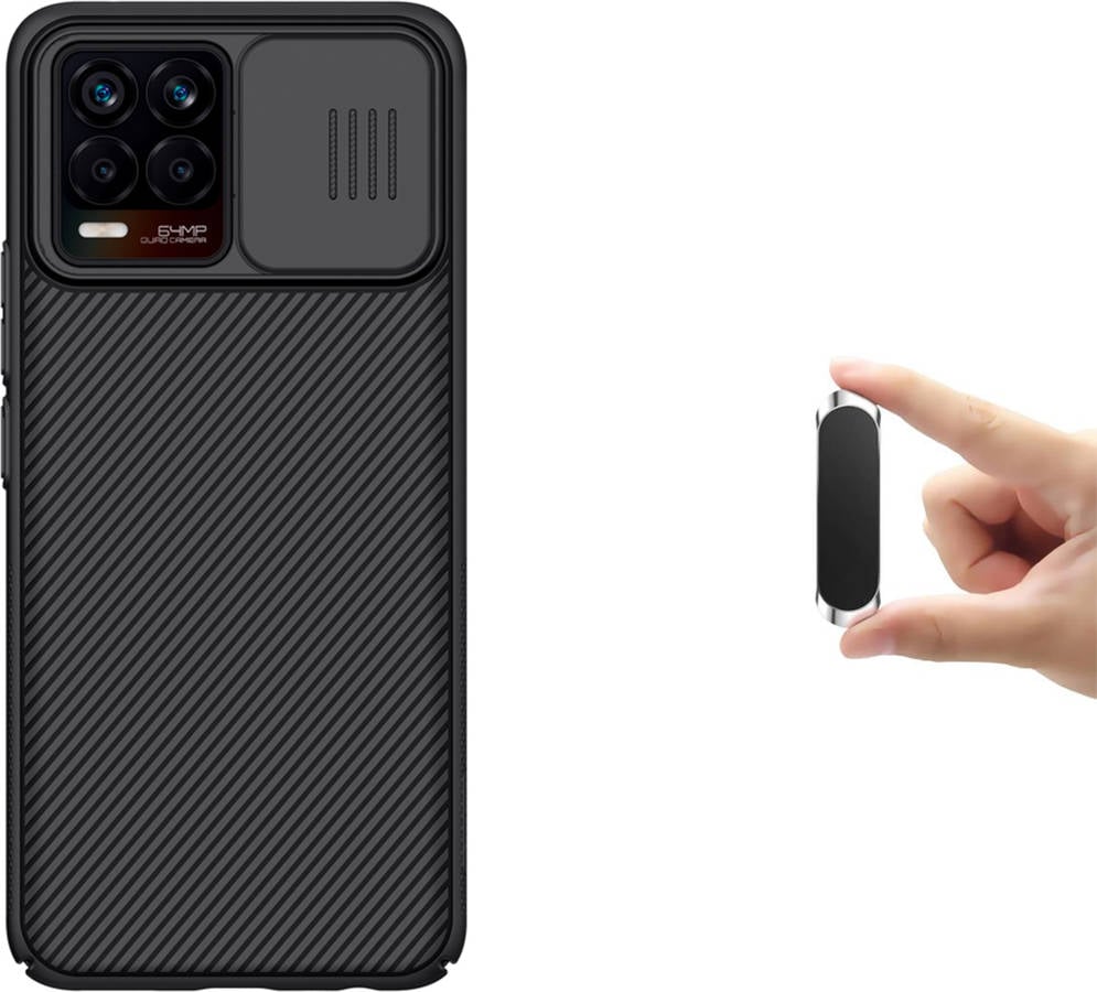 Funda Realme 8 Pro 4G ANTIIMPACTO Camshield Nillkin con Protección Cámara Slide y Soporte Magnético Multifunción Negro