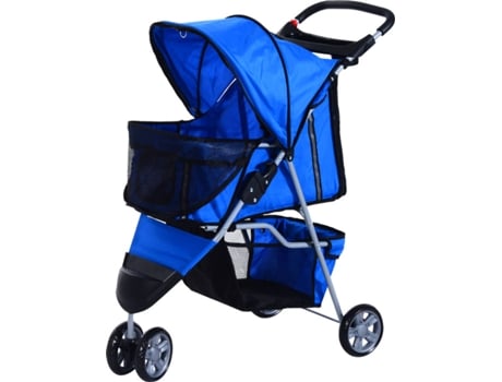 Carrito Para Perros y gatos pawhut pegable azul 75x45x97cm nylon hasta 15 kg s