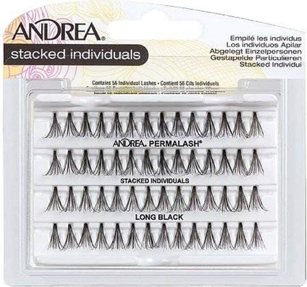 Pestañas Postizas ANDREA Stacked Individuals Long Black Lashes 56 Ea