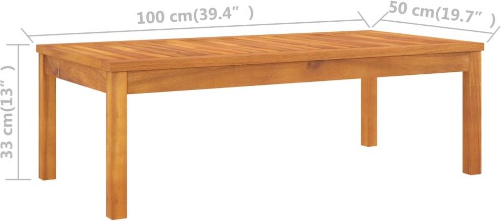 Mesa de Exterior VIDAXL 311833 (100x50x33 cm - Madera de Acacia)