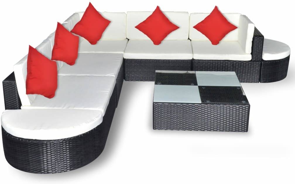 Conjunto de Jardín VIDAXL Lounge (Negro - Poli Ratán - 243.5x243.5x53.5 cm - 8 Piezas)