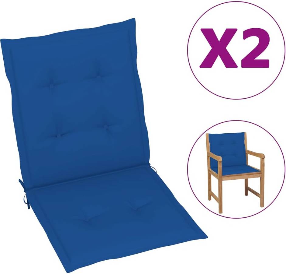 Cojines Para Sillas de 2 unidades azul klein 100x50x3 cm vidaxl 100x50x4 100 50 4