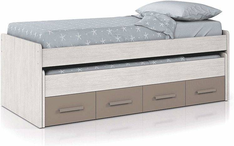 Cama Doble HABITDESIGN 1S7432Y  (Blanco Alpes - Basalto - Melamina - 69 x 198 x 96 cm)