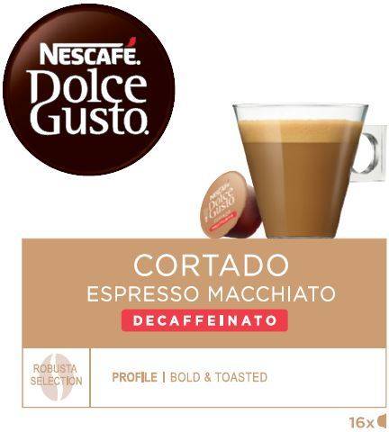 Cápsulas Café DOLCE GUSTO Cortado Espresso Macchiato DesCafeinado