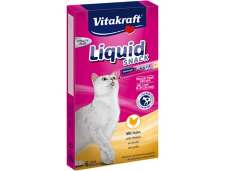 Vitakraft Snack Liquido para gatos con pollo y taurina 15 paquete de 6 x